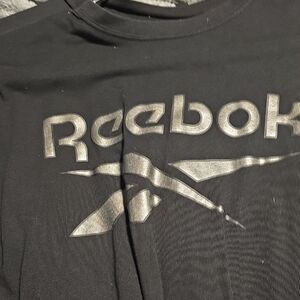 Reebok Black Tee with Metallic Silver Design